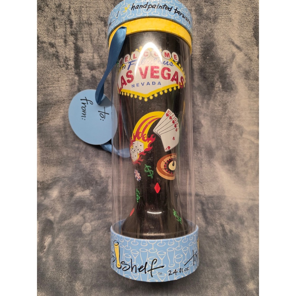 Top Shelf Las Vegas Hand Painted Pilsner Glass 24oz Black Pin Up Girl TS-4589C